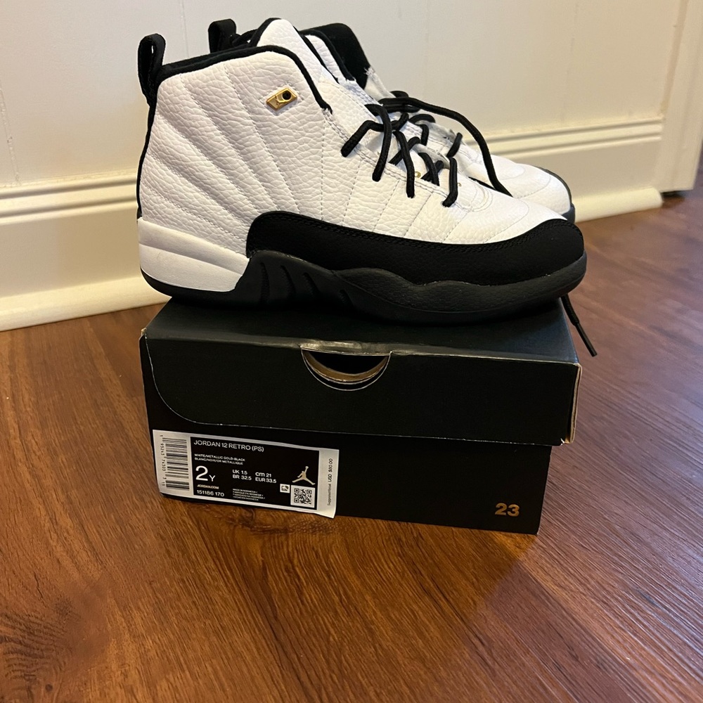 Nike Air Jordan 12 Retro (PS) Royalty Taxi 151186-170 Size 2Y